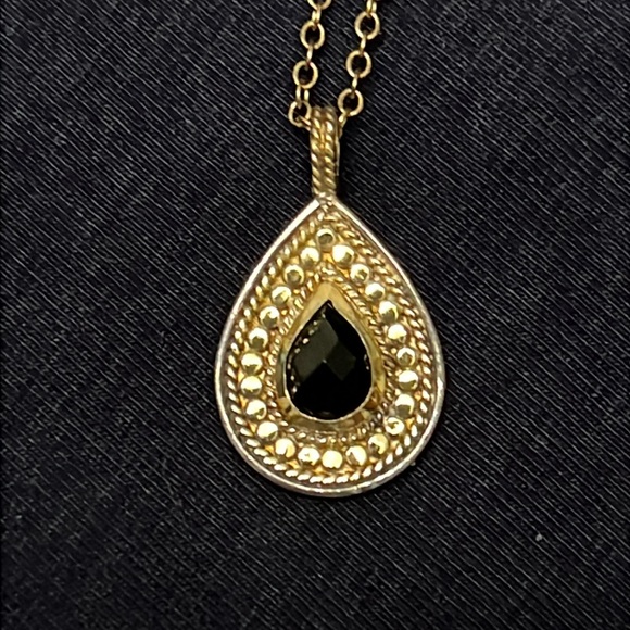Anna Beck gold plated sterling silver and onyx necklace. NWT - Picture 2 of 6